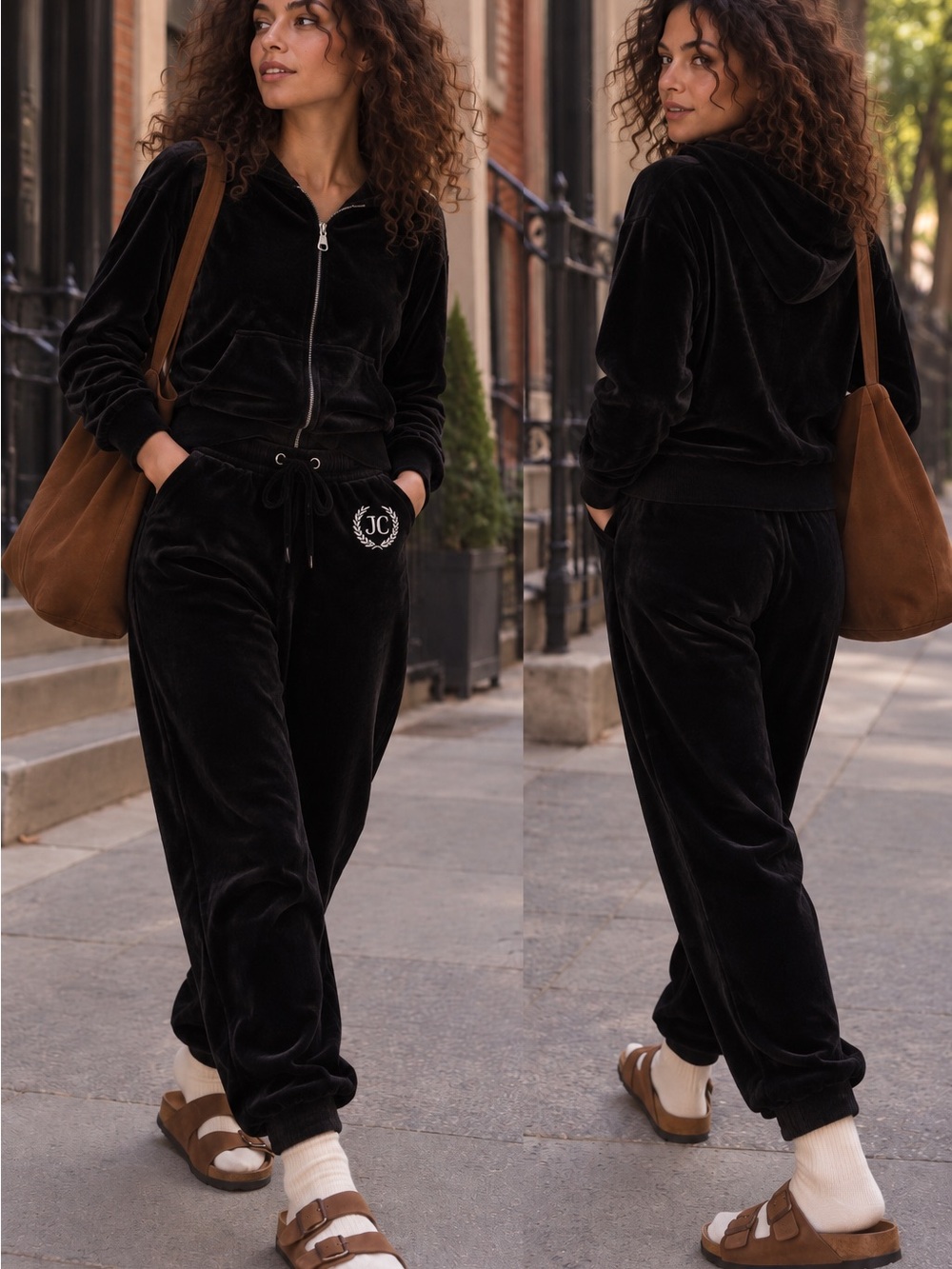 Black velour texture of this matching Juicy Couture tracksuit size M/L